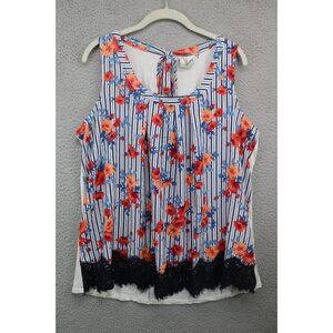 Jaretchung Sleeveless Tunic-Floral-Tie in the Back-1X-Cottagecore